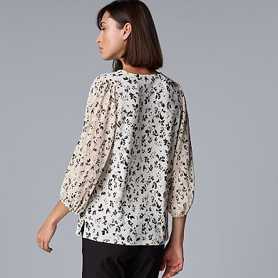 Women's Simply Vera Vera Wang Mixed Media 3/4 Sleeve Top