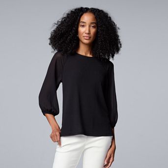 Women's Simply Vera Vera Wang Mixed Media 3/4 Sleeve Top