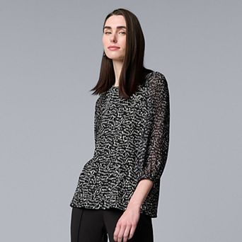 Women's Simply Vera Vera Wang Mixed Media 3/4 Sleeve Top