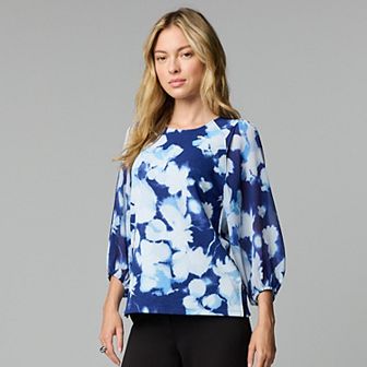 Women's Simply Vera Vera Wang Mixed Media 3/4 Sleeve Top