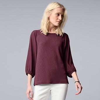 Women's Simply Vera Vera Wang Mixed Media 3/4 Sleeve Top