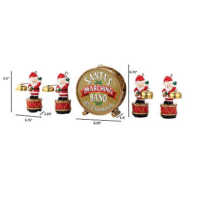 Mr Christmas 6-in. Animated Santas Marching Band 5-piece Set