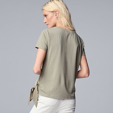 Simply Vera Vera Wang Side-Tie Mixed Media Top