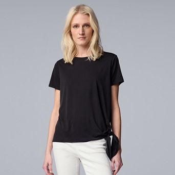 Simply Vera Vera Wang Side-Tie Mixed Media Top