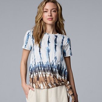 Simply Vera Vera Wang Side-Tie Mixed Media Top