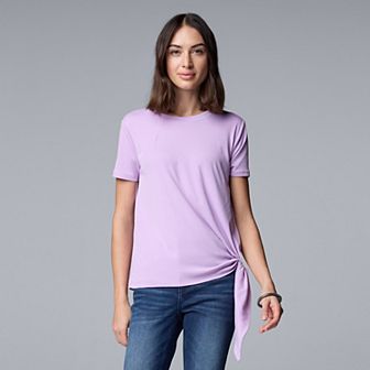 Simply Vera Vera Wang Side-Tie Mixed Media Top