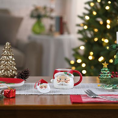 Mr Christmas 2-Piece Red Ceramic Santa Claus Mug & Ornament Set