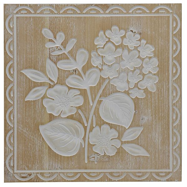 Belle Maison Floral Print Wood Wall Décor - Natural