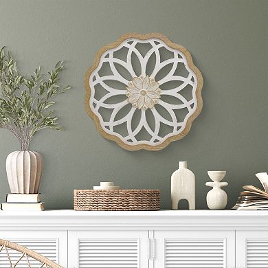 Belle Maison Floral Wood Wall Medallion