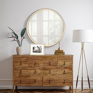 Belle Maison Cream & Gold Round Mirror Wall Decor