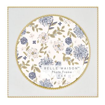 Belle Maison White Enamel Round Beaded Frame