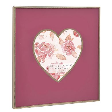 Belle Maison 4" x 4" Pink Heart Photo Tabletop Frame
