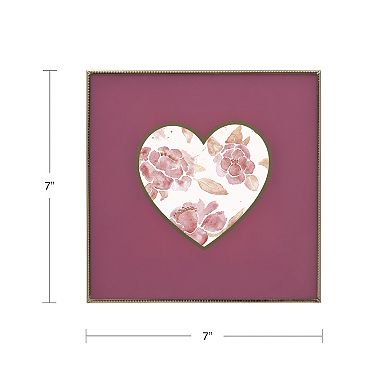 Belle Maison 4" x 4" Pink Heart Photo Tabletop Frame