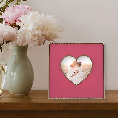 Belle Maison 4" x 4" Pink Heart Photo Tabletop Frame