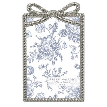 Belle Maison 4" x 6" Silver Bow Cast Metal Tabletop Frame