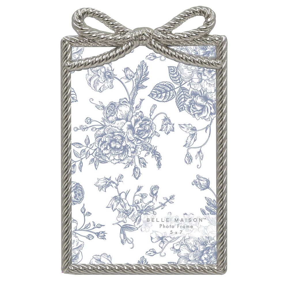 Belle Maison 5" x 7" Silver Bow Cast Metal Tabletop Frame