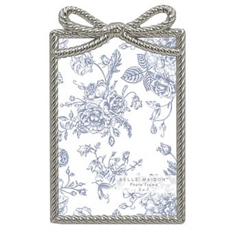 Belle Maison 5" x 7" Silver Bow Cast Metal Tabletop Frame