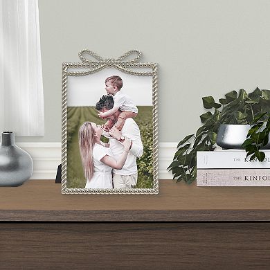 Belle Maison 5" x 7" Silver Bow Cast Metal Tabletop Frame
