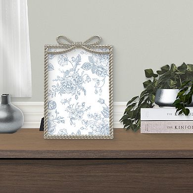 Belle Maison 5" x 7" Silver Bow Cast Metal Tabletop Frame