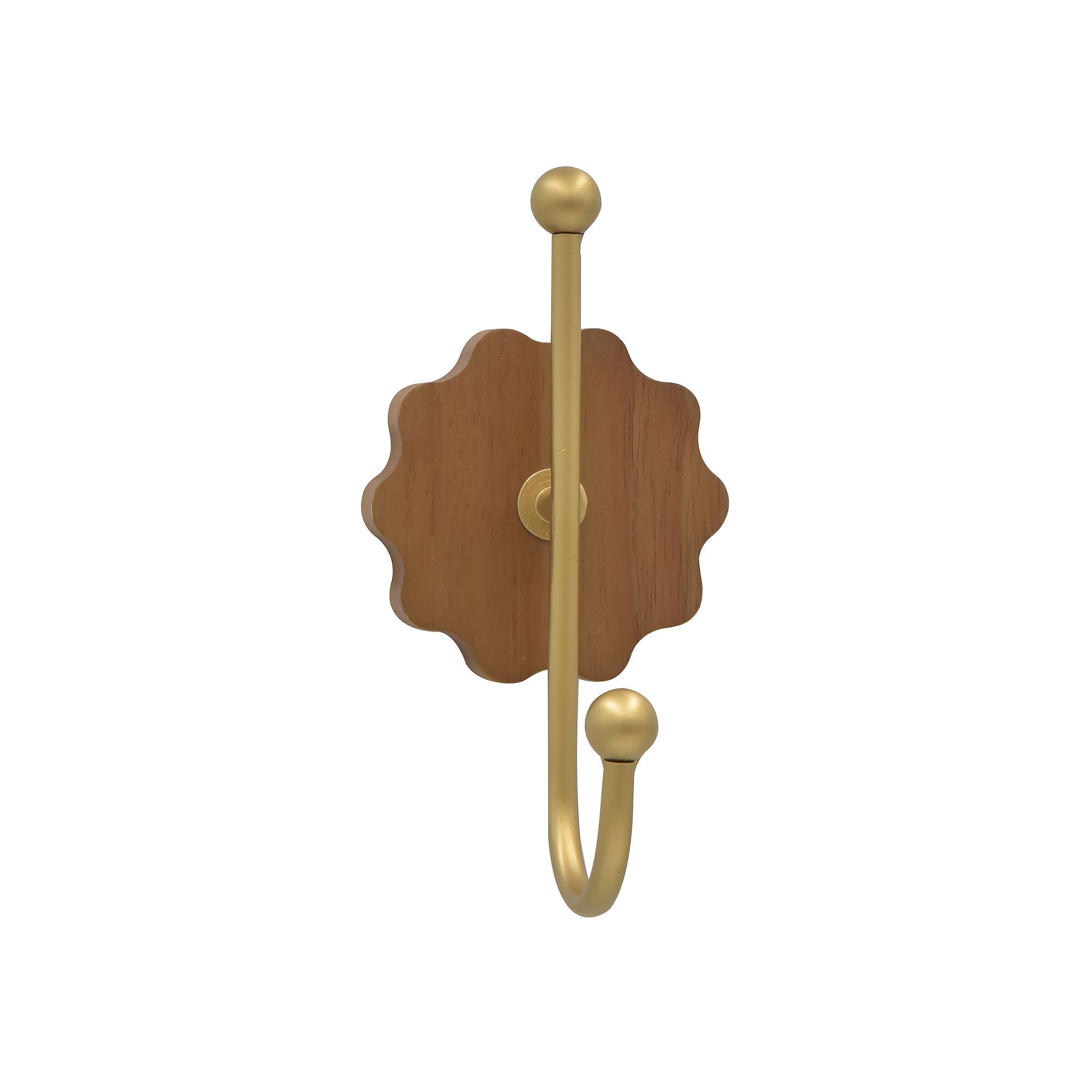 Belle Maison Wood & Iron Single Wall Hook, Dark Brown