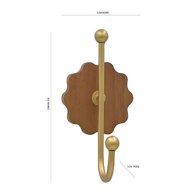 Belle Maison Wood & Iron Single Wall Hook