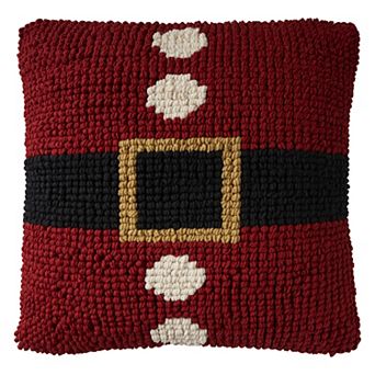 Mina Victory Holiday Loop Santa Belt Indoor Throw Pillow