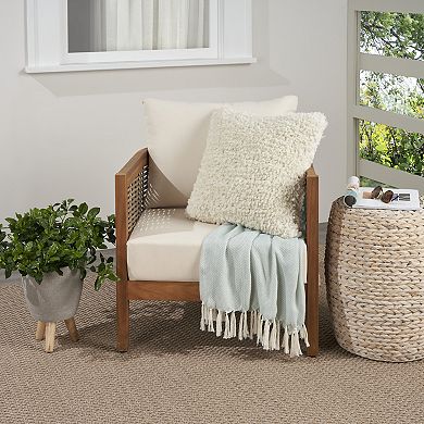 Mina Victory Solid Shag Indoor / Outdoor Throw Pillow