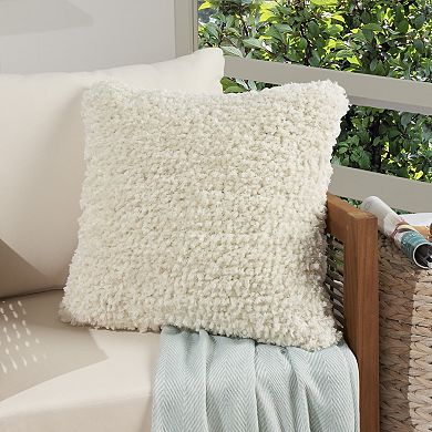 Mina Victory Solid Shag Indoor / Outdoor Throw Pillow