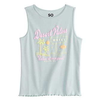 Girls 6-20 SO® Ribbed Graphic Tank Top in Regular & Plus Size