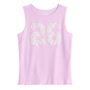 Girls 6-20 SO® Ribbed Graphic Tank Top in Regular & Plus Size