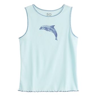 Girls 6-20 SO® Ribbed Graphic Tank Top in Regular & Plus Size
