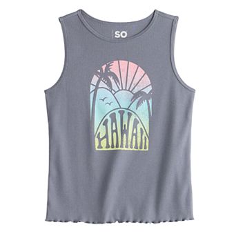 Girls 6-20 SO® Ribbed Graphic Tank Top in Regular & Plus Size