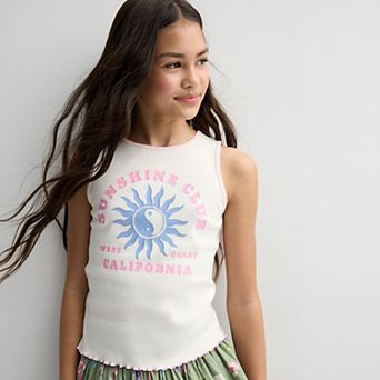 Girls 6-20 SO® Ribbed Graphic Tank Top in Regular & Plus Size
