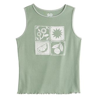 Girls 6-20 SO® Ribbed Graphic Tank Top in Regular & Plus Size