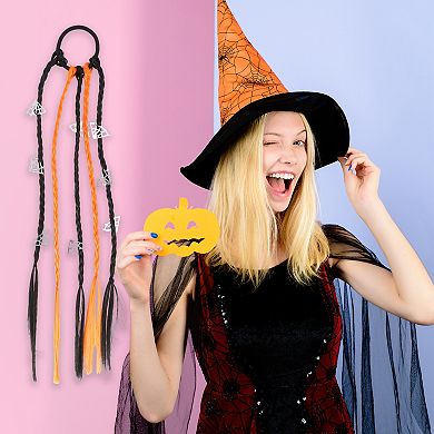 Halloween Web Hair Rope Hair Ties for Women Black Orange