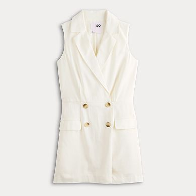 Juniors' SO® Linen Suiting Romper