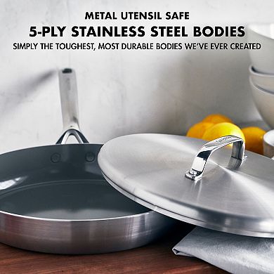GreenPan GP5 12"in 5Ply Stainless Steel Frying Pan w Lid