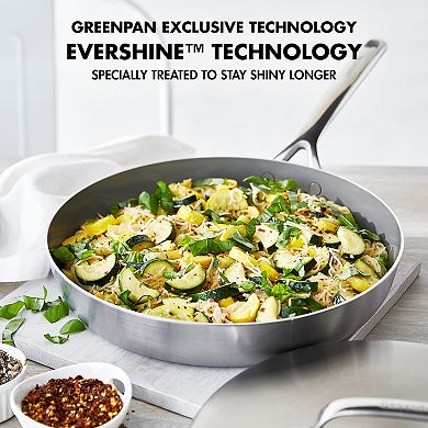 GreenPan GP5 12"in 5Ply Stainless Steel Frying Pan w Lid