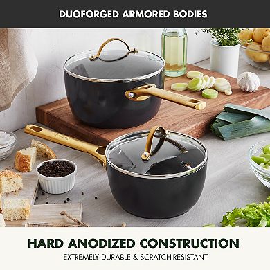 GreenPan Reserve 2pc 1.5qt and 3qt Hard Anodized Ceramic NonStick SaucePan set with Lid