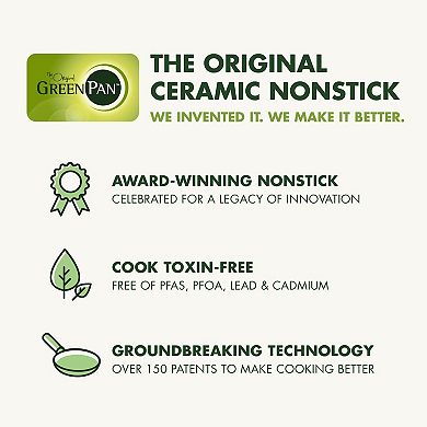 GreenPan Reserve 2pc 1.5qt and 3qt Hard Anodized Ceramic NonStick SaucePan set with Lid