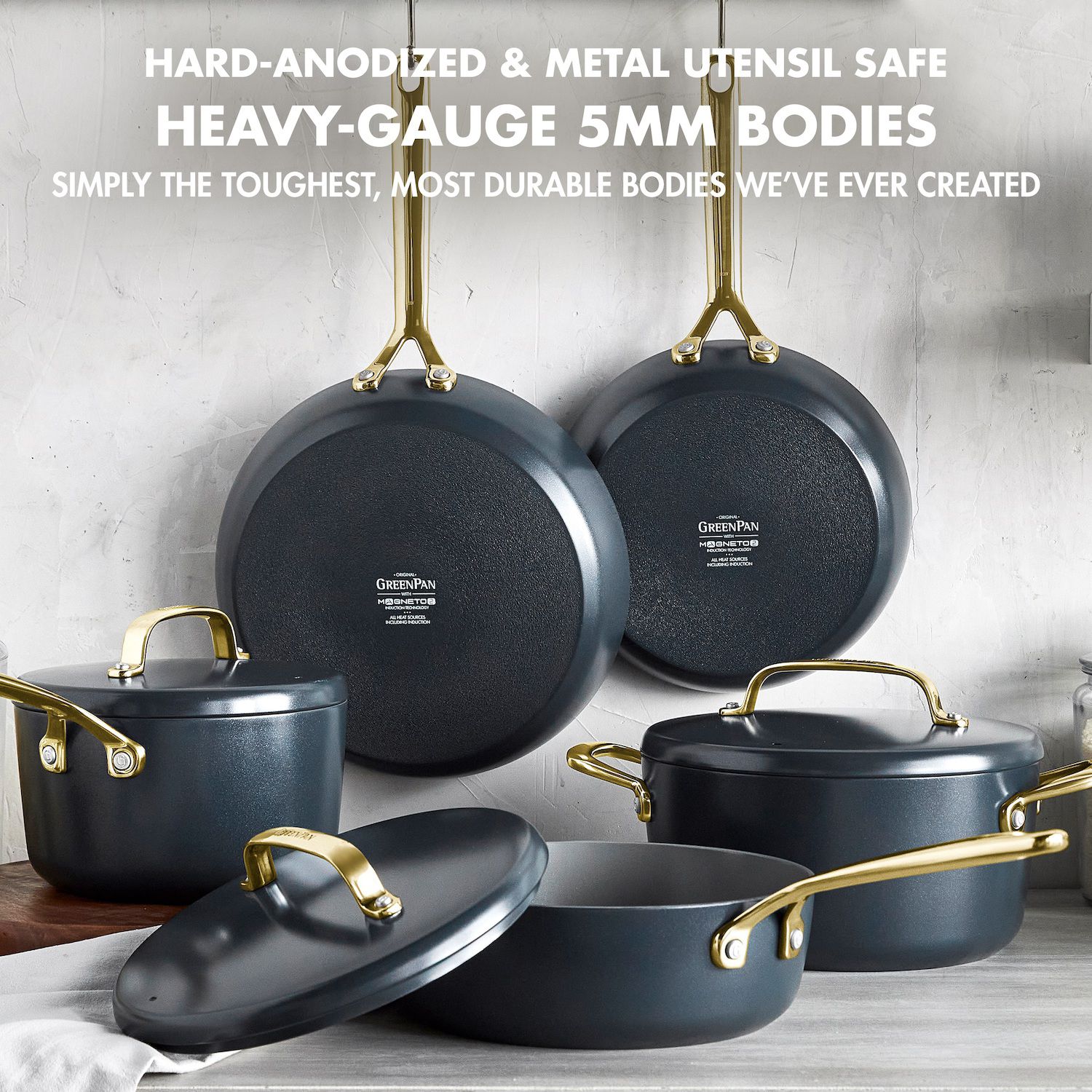 COLOR WHITE GreenPan GP5 Colors 14 pc Hard Anodized Ceramic NonStick Cookware Set