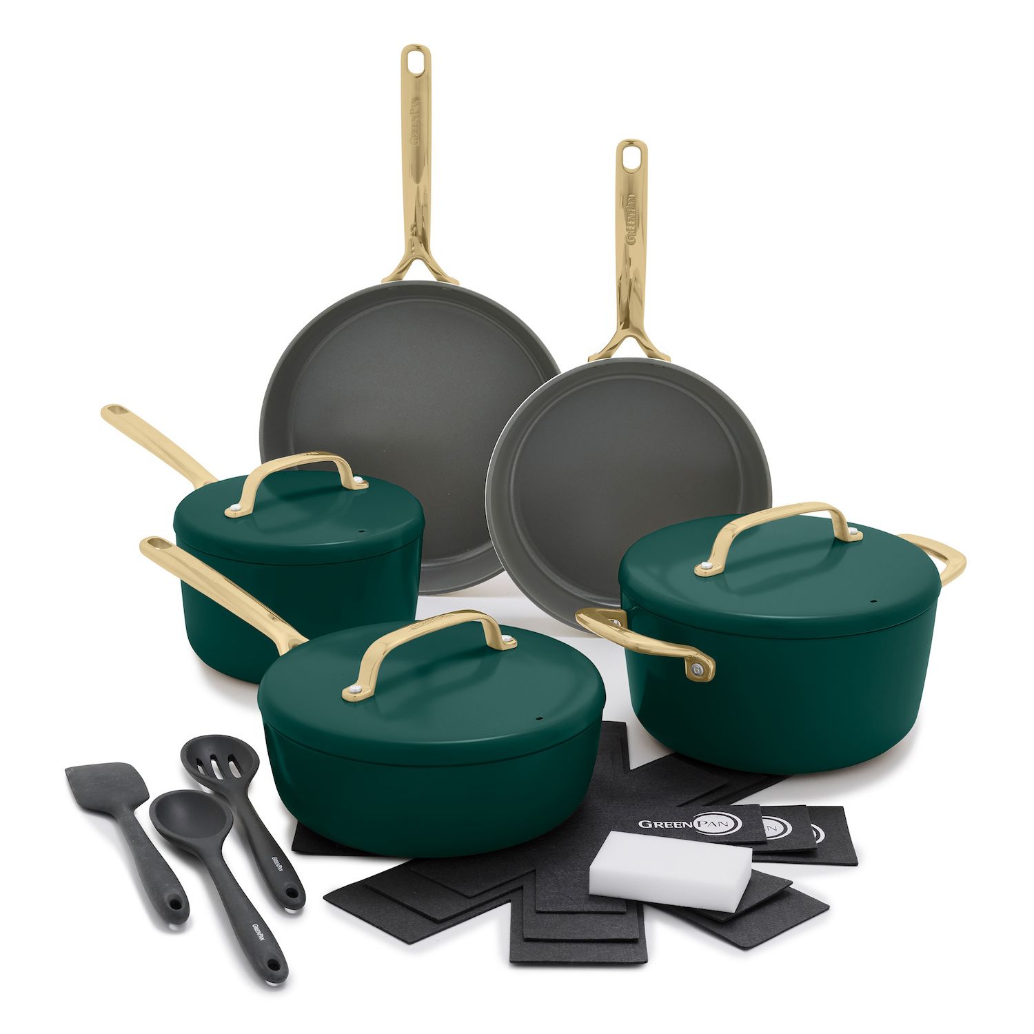 COLOR WHITE GreenPan GP5 Colors 14 pc Hard Anodized Ceramic NonStick Cookware Set