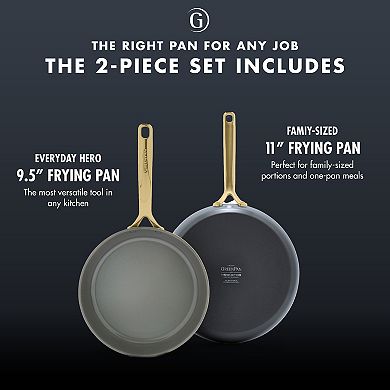 GreenPan GP5 Colors 2-Piece Hard Anodized Ceramic Non-Stick Frying Pan Set