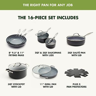 GreenPan Valencia Pro Hard Anodized Ceramic NonStick 16pc Cookware Set