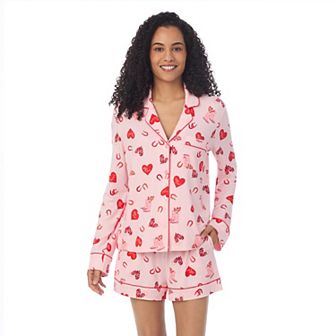 Women's Beauty Sleep Social Long Sleeve Pajama Top & Pajama Bottoms Set
