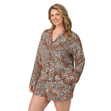 Plus Size Beauty Sleep Social Long Sleeve Pajama Top & Pajama Shorts Set