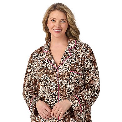 Plus Size Beauty Sleep Social Long Sleeve Pajama Top & Pajama Shorts Set