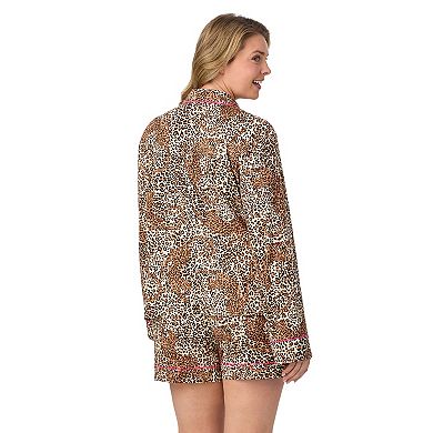 Plus Size Beauty Sleep Social Long Sleeve Pajama Top & Pajama Shorts Set