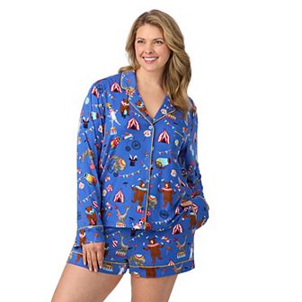 Plus Size Beauty Sleep Social Long Sleeve Pajama Top & Pajama Shorts Set