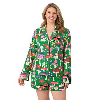 Plus Size Beauty Sleep Social Long Sleeve Pajama Top & Pajama Shorts Set